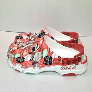 CROCS Red and White Loafers with Coca-Cola Design